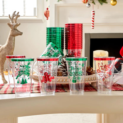 36 PCS Disposable Christmas Plastic Cups