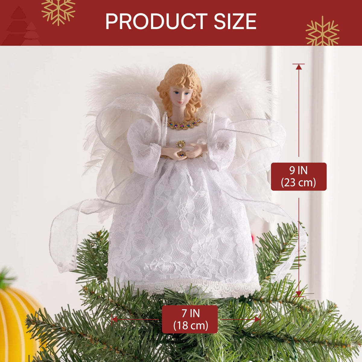 9-Inch Angel Christmas Tree Topper with Lights