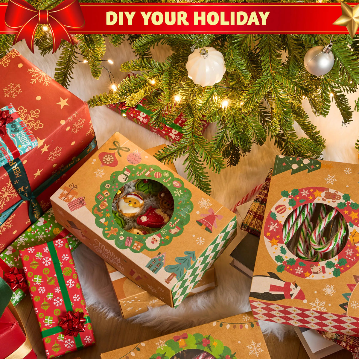 12-Pack Christmas Cookie Boxes for Gift Giving