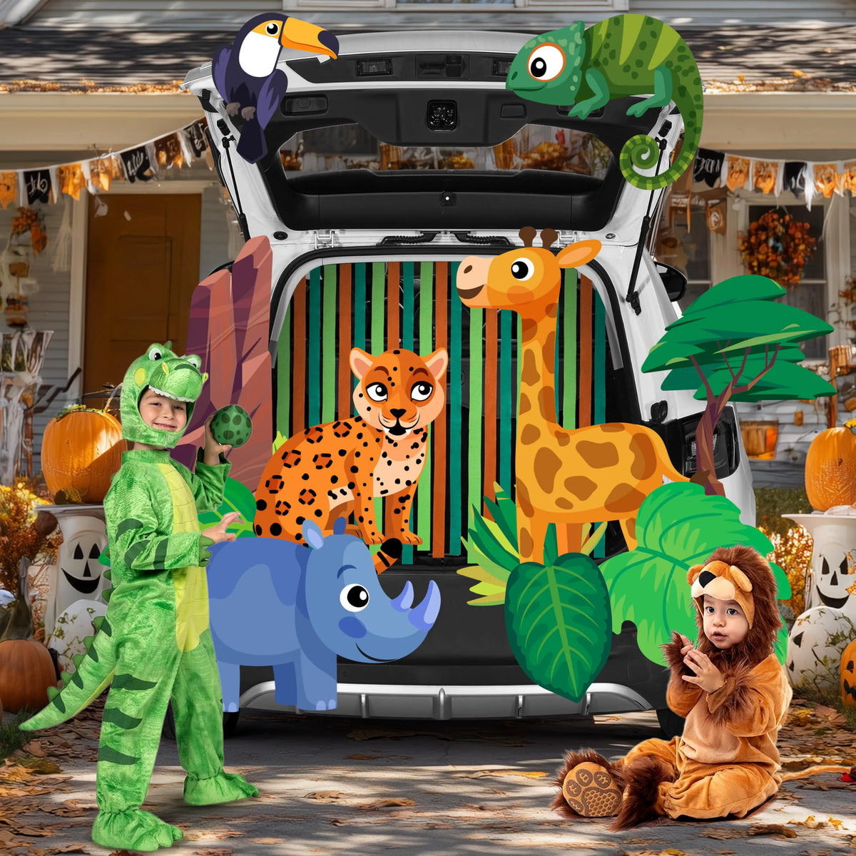 Jungle-Themed Halloween Trunk-or-Treat Decoration Kit