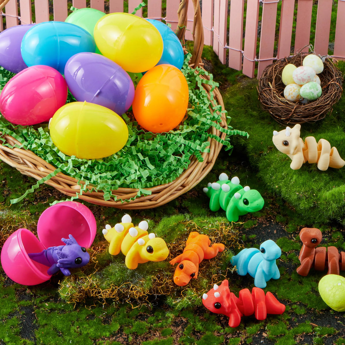 8 Prefilled Easter Eggs with Mini Dinosaur Toys