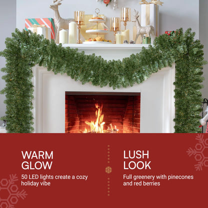 9Ft Prelit Christmas Garland with 50 Lights