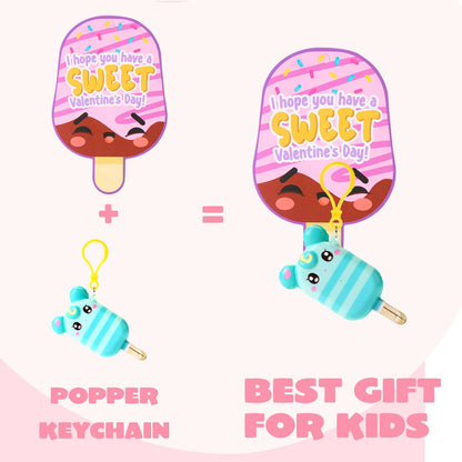30 Cute Valentine's Day Keychains with Cards for Kids Gift Exchange