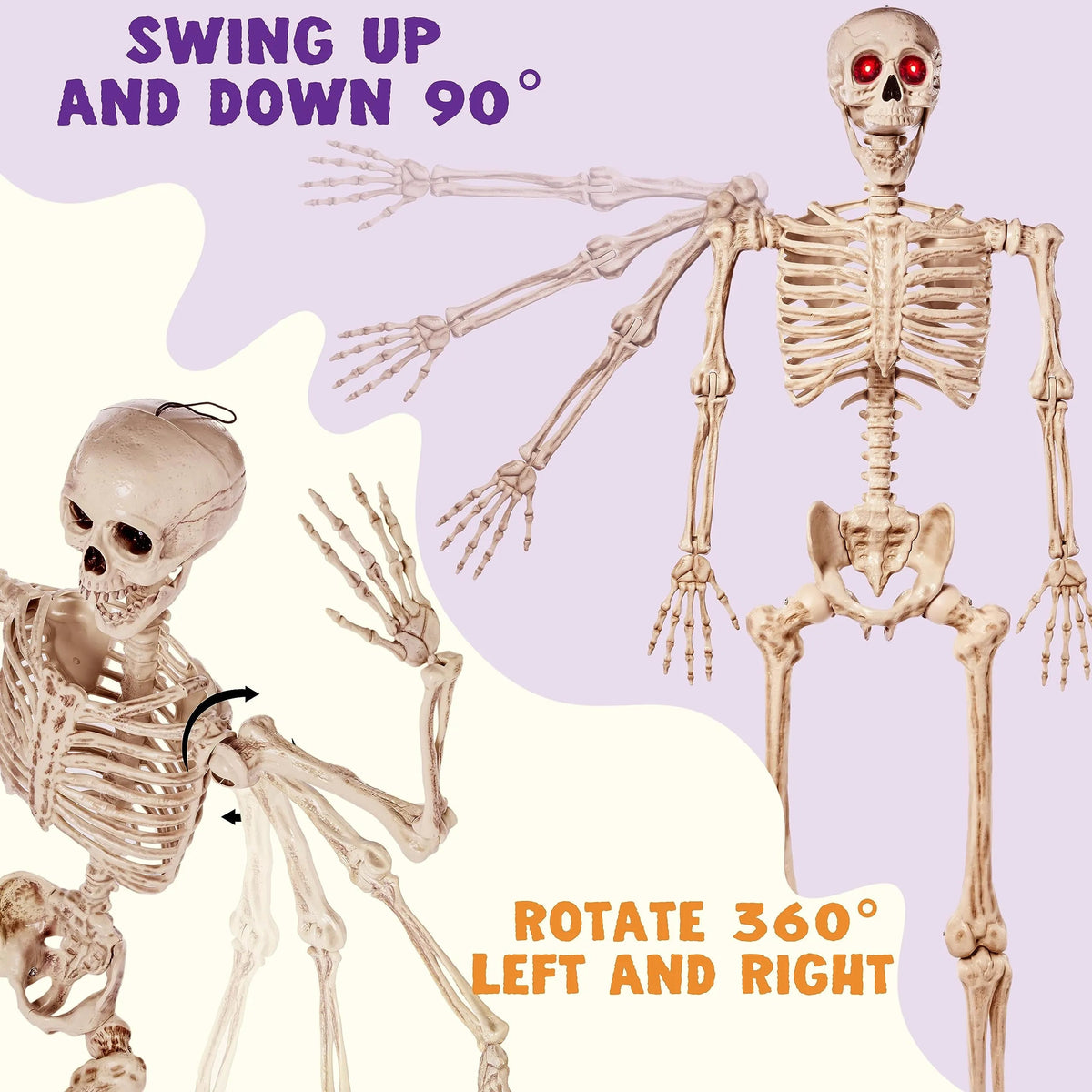 5.6 ft Halloween LED Life-Size Skeleton Full Body Human Bones
