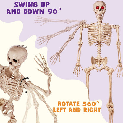 5.6 ft Halloween LED Life-Size Skeleton Full Body Human Bones