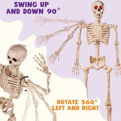 5.6 ft Halloween LED Life-Size Skeleton Full Body Human Bones