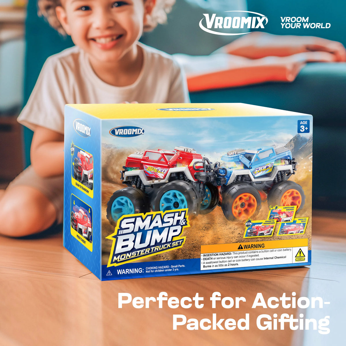 2 Pack Smash & Bump Monster Truck Toys