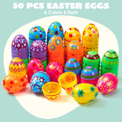 50 Pack 3.15 Inch Fillable Plastic Easter Eggs, Assorted Colors Empty Eggs Bulk for Easter Egg Hunt