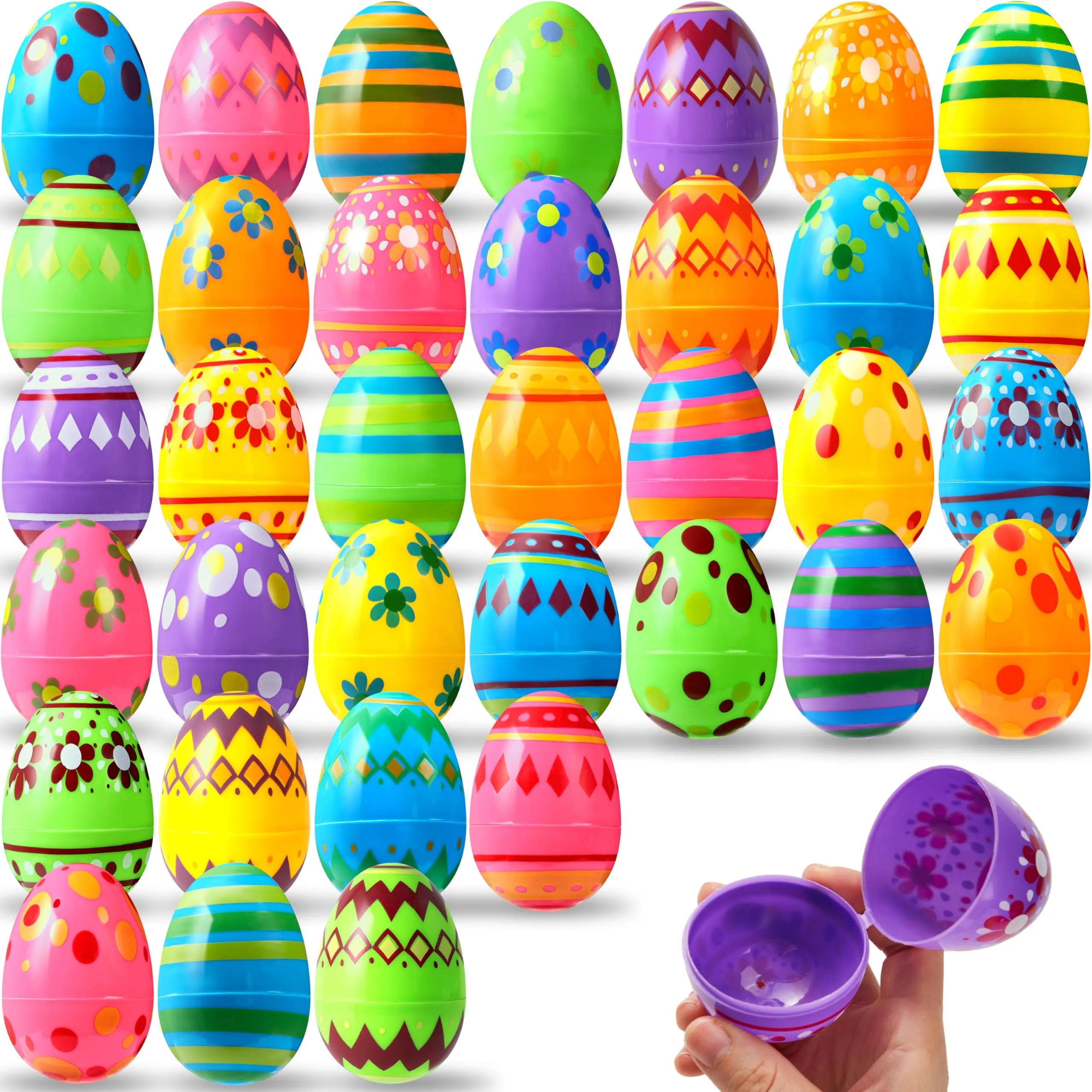 50 Pack 3.15 Inch Fillable Plastic Easter Eggs, Assorted Colors Empty Eggs Bulk for Easter Egg Hunt
