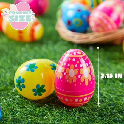 50 Pack 3.15 Inch Fillable Plastic Easter Eggs, Assorted Colors Empty Eggs Bulk for Easter Egg Hunt