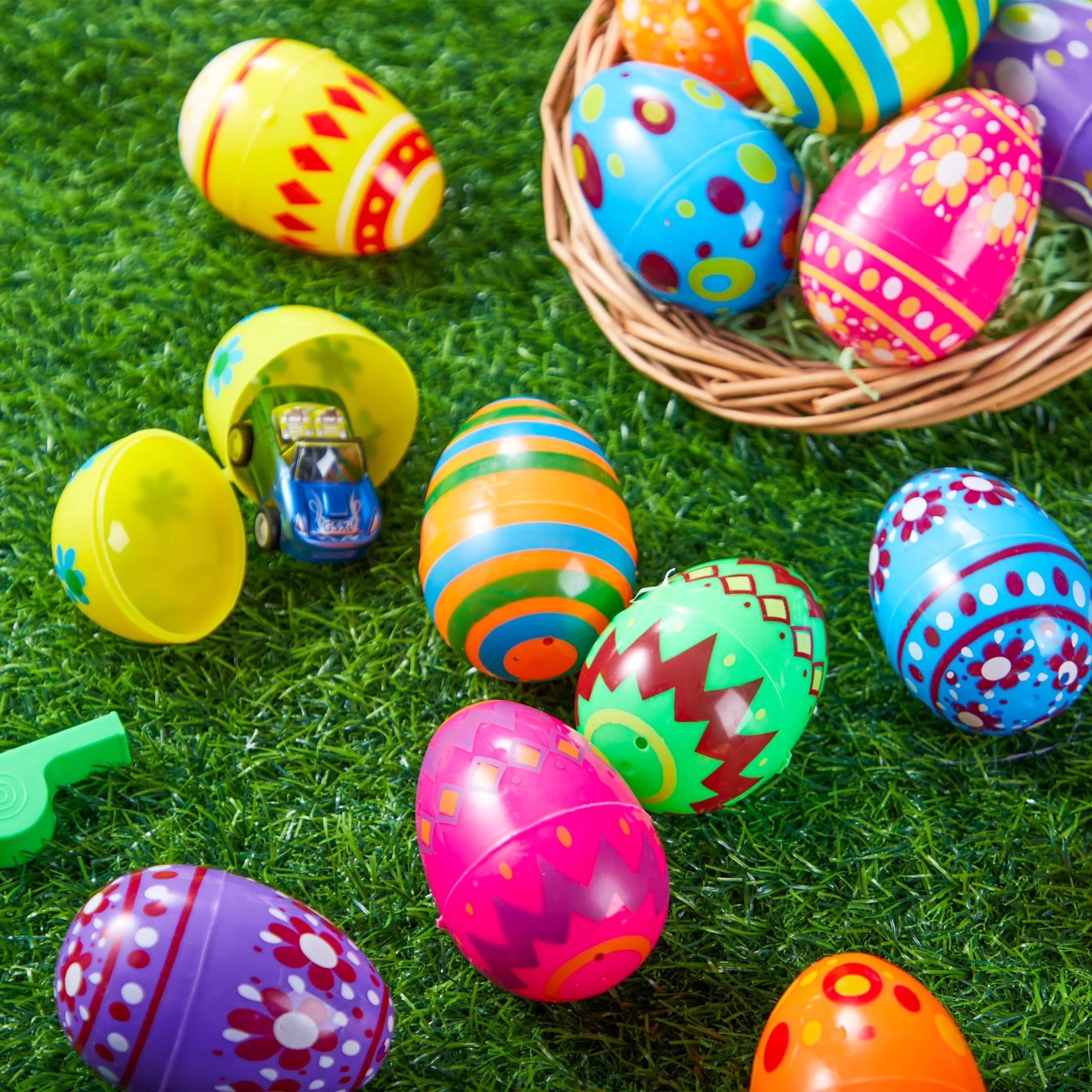 50 Pack 3.15 Inch Fillable Plastic Easter Eggs, Assorted Colors Empty Eggs Bulk for Easter Egg Hunt