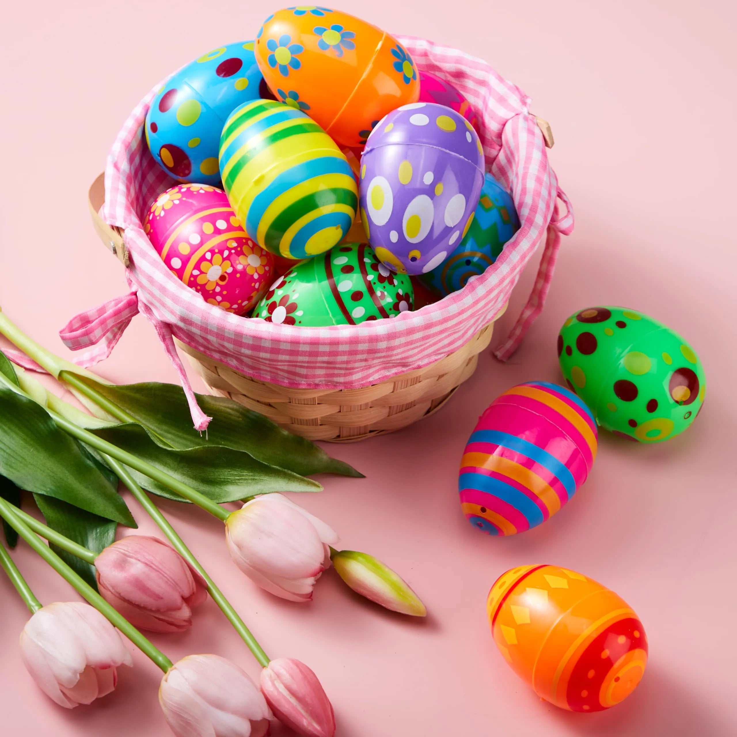 50 Pack 3.15 Inch Fillable Plastic Easter Eggs, Assorted Colors Empty Eggs Bulk for Easter Egg Hunt