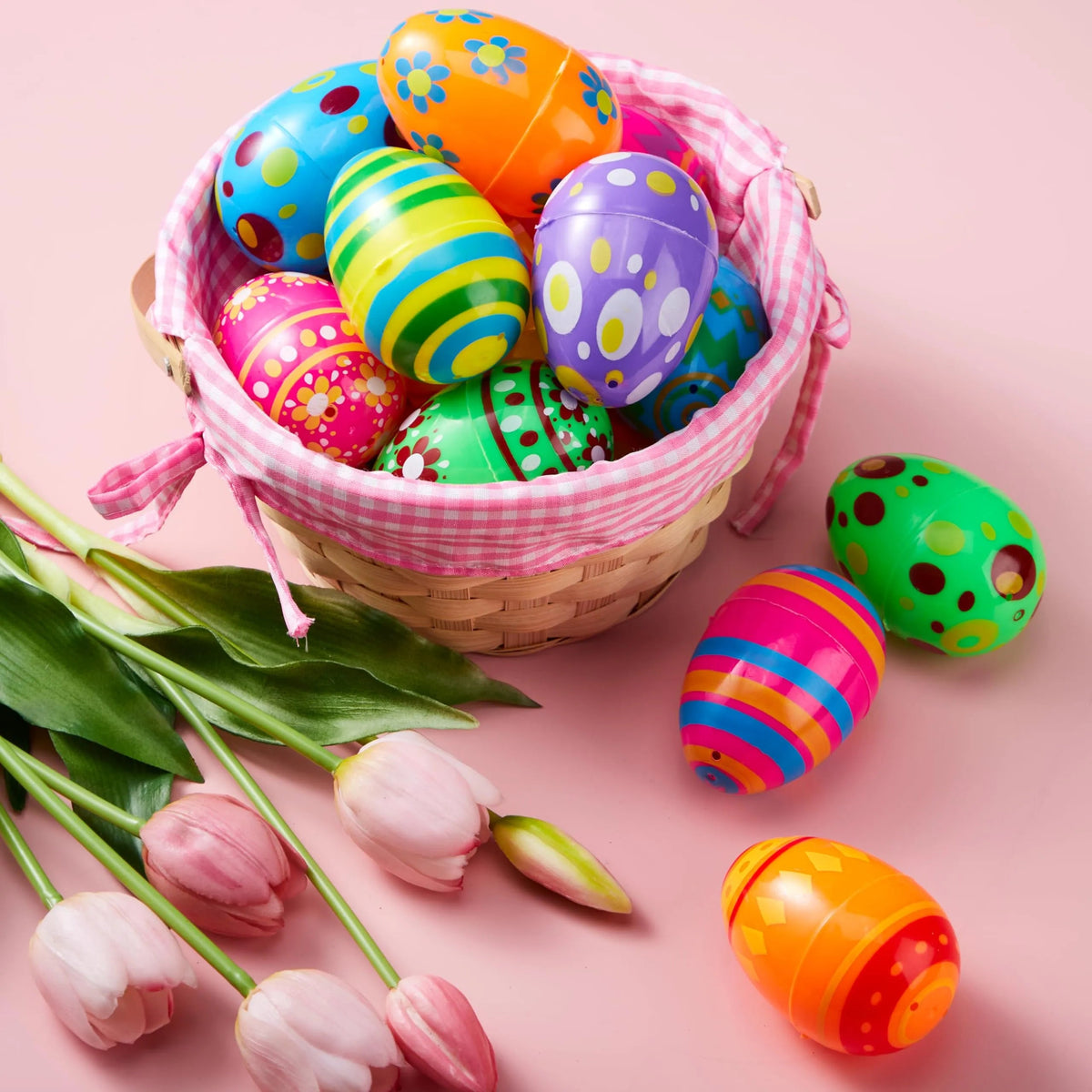 50 Pack 3.15 Inch Fillable Plastic Easter Eggs, Assorted Colors Empty Eggs Bulk for Easter Egg Hunt