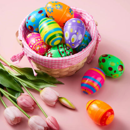 50 Pack 3.15 Inch Fillable Plastic Easter Eggs, Assorted Colors Empty Eggs Bulk for Easter Egg Hunt