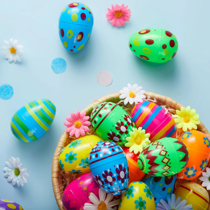 50 Pack 3.15 Inch Fillable Plastic Easter Eggs, Assorted Colors Empty Eggs Bulk for Easter Egg Hunt