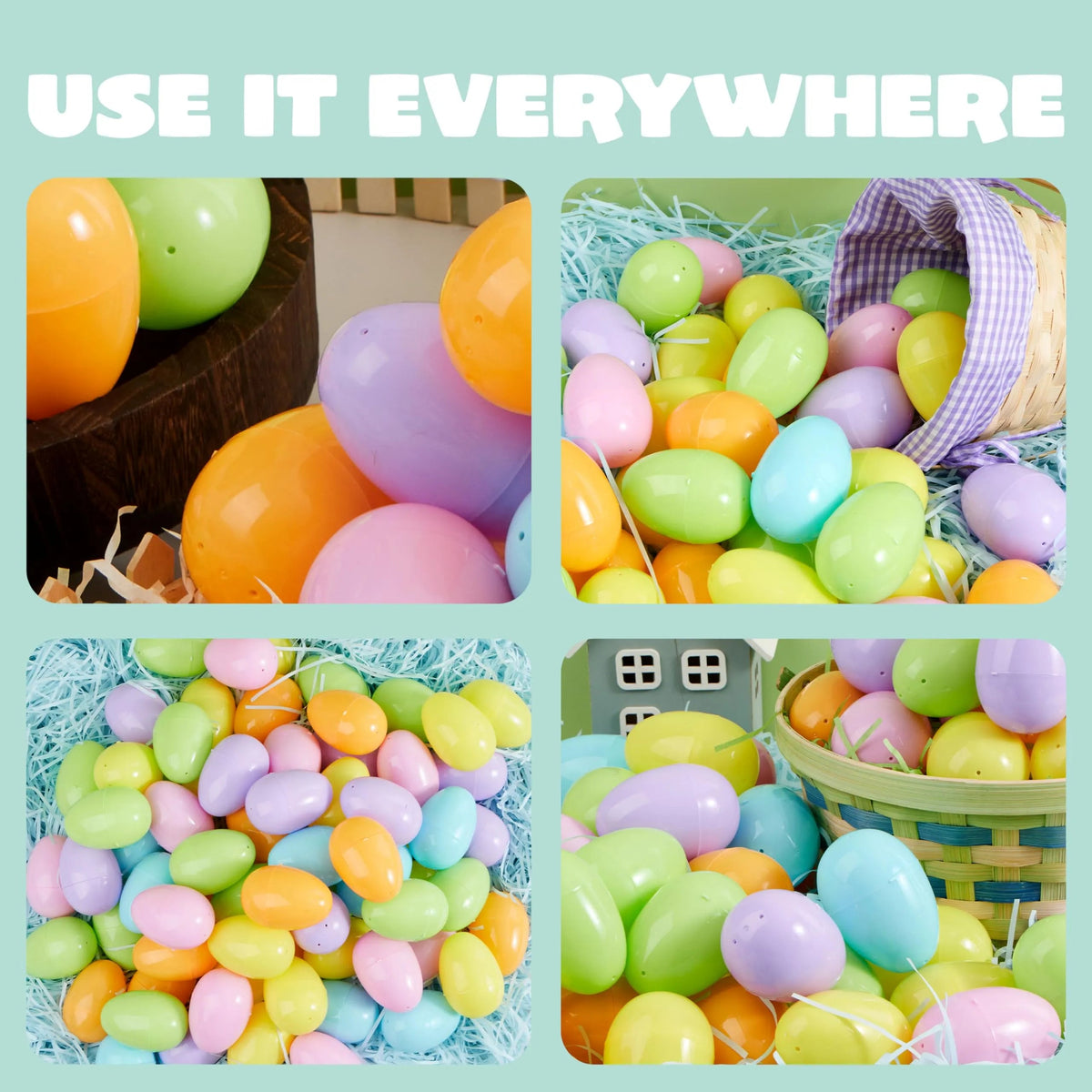 50 Pastel Easter Eggs (3.15 in), Empty & Fillable for Easter Egg Hunts