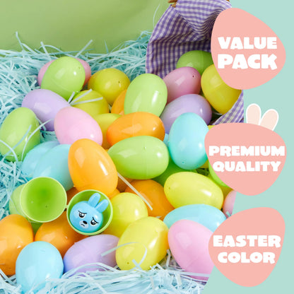 50 Pastel Easter Eggs (3.15 in), Empty & Fillable for Easter Egg Hunts