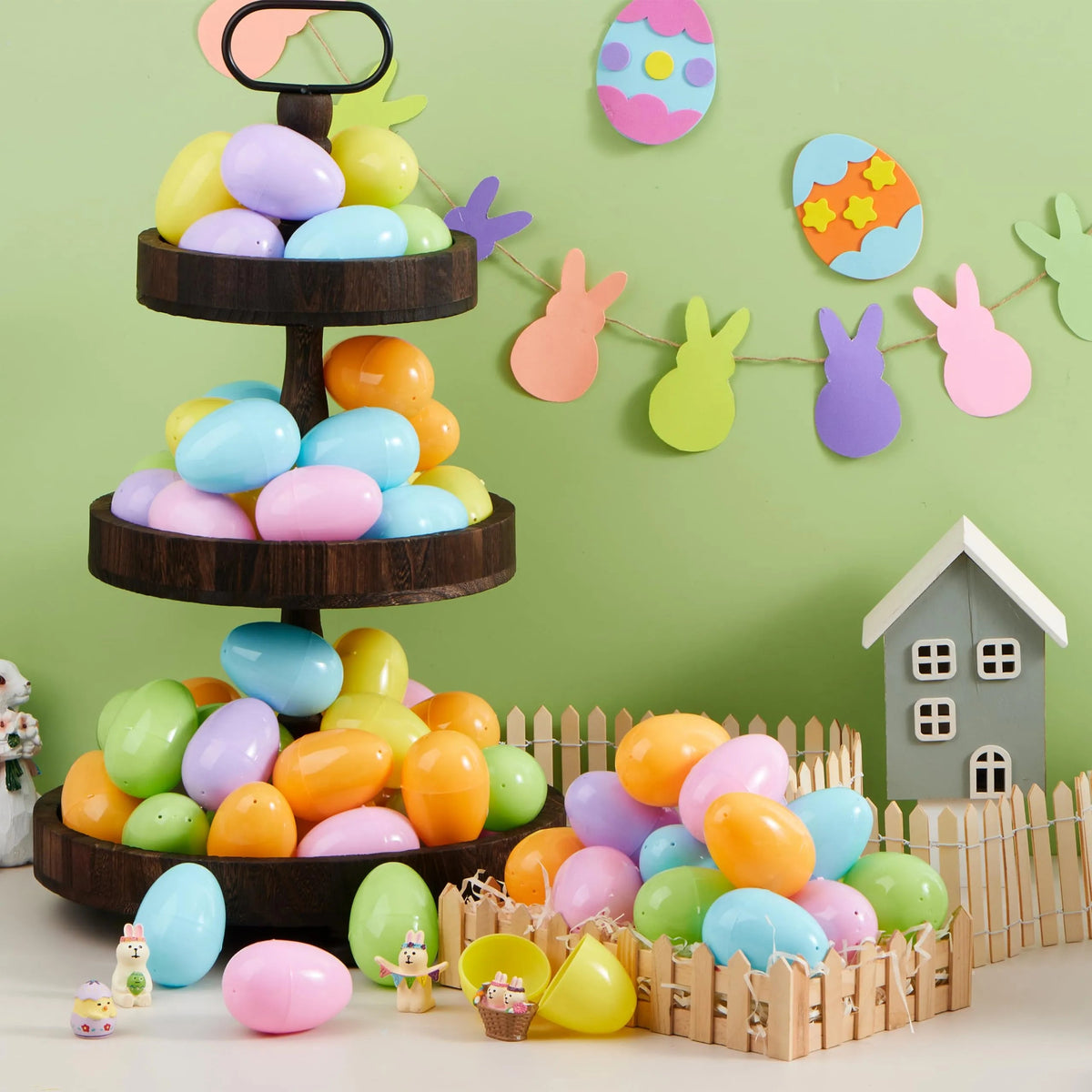 50 Pastel Easter Eggs (3.15 in), Empty & Fillable for Easter Egg Hunts
