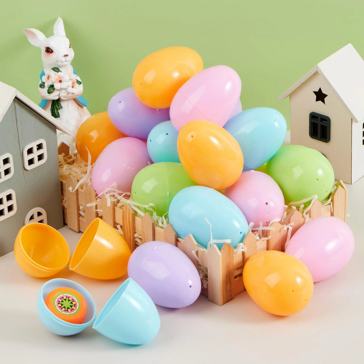 50 Pastel Easter Eggs (3.15 in), Empty & Fillable for Easter Egg Hunts