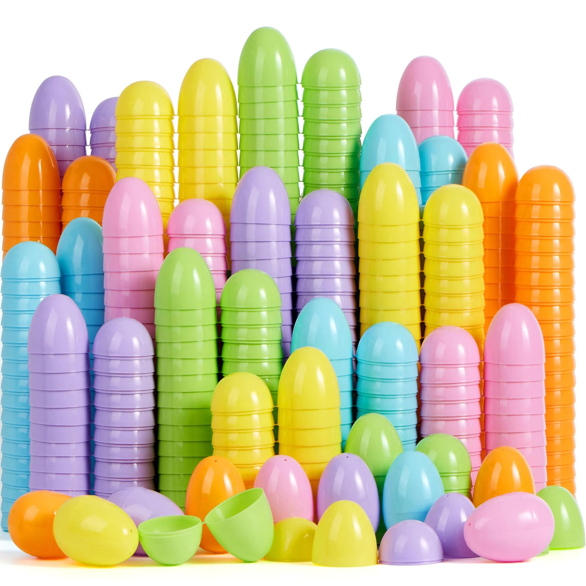 50 Pastel Easter Eggs (3.15 in), Empty & Fillable for Easter Egg Hunts
