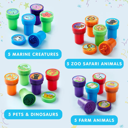 50-Piece Assorted Self-Ink Stamps for Kids with 50 Unique Designs