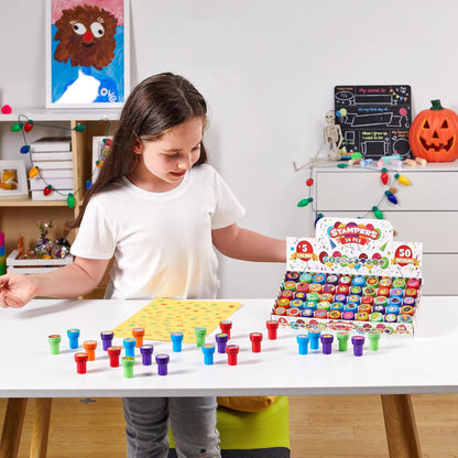 50-Piece Assorted Self-Ink Stamps for Kids with 50 Unique Designs