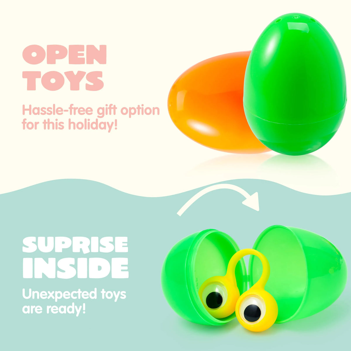 50 Prefilled Easter Eggs with Toys for Easter Egg Hunt, Basket Stuffers & Party Favors