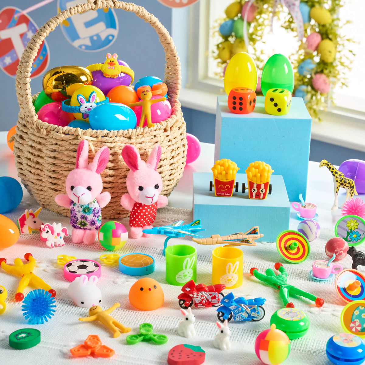 50 Prefilled Easter Eggs with Toys for Easter Egg Hunt, Basket Stuffers & Party Favors
