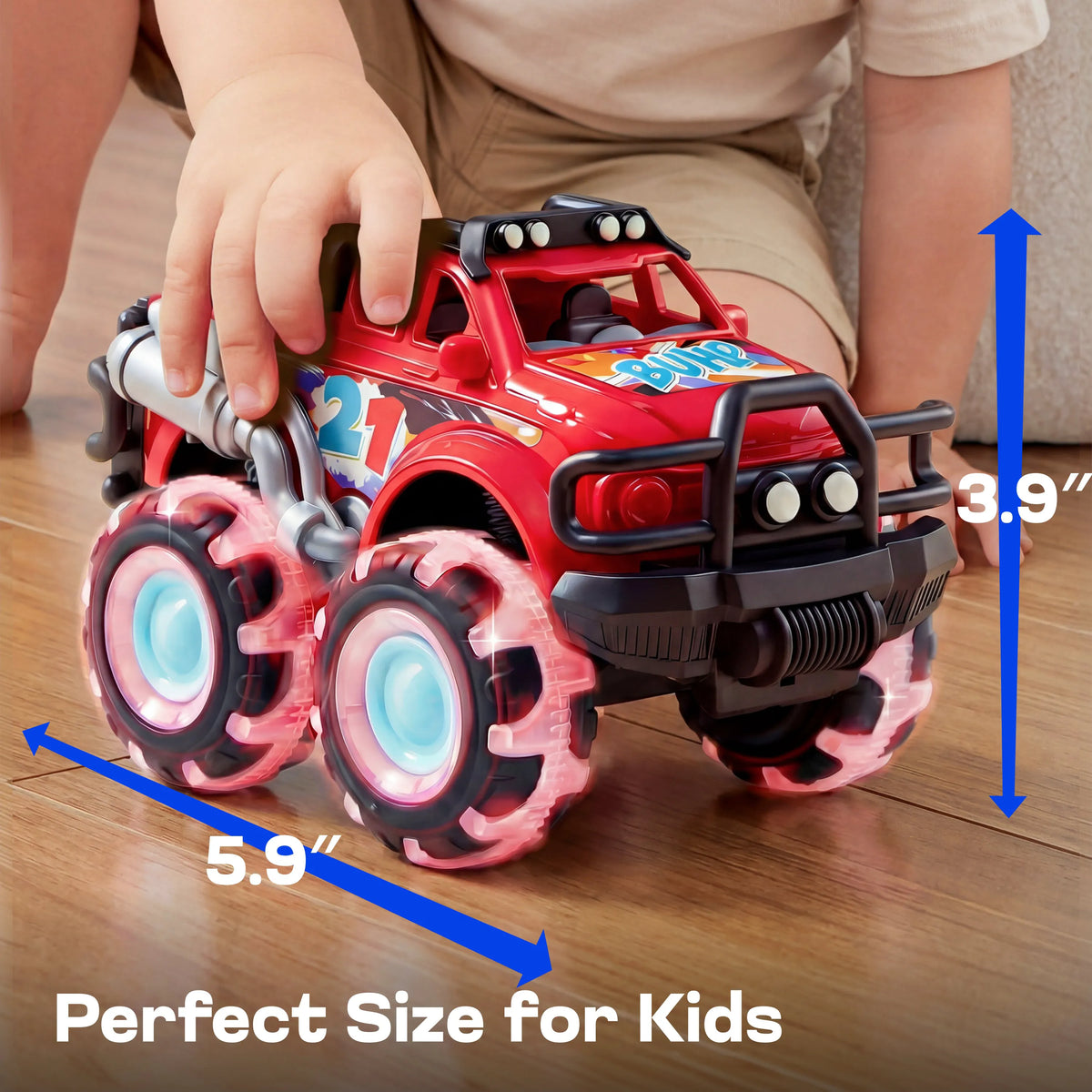 JOYIN 3-Pack Monster Truck Toys with Flashing LED Wheels