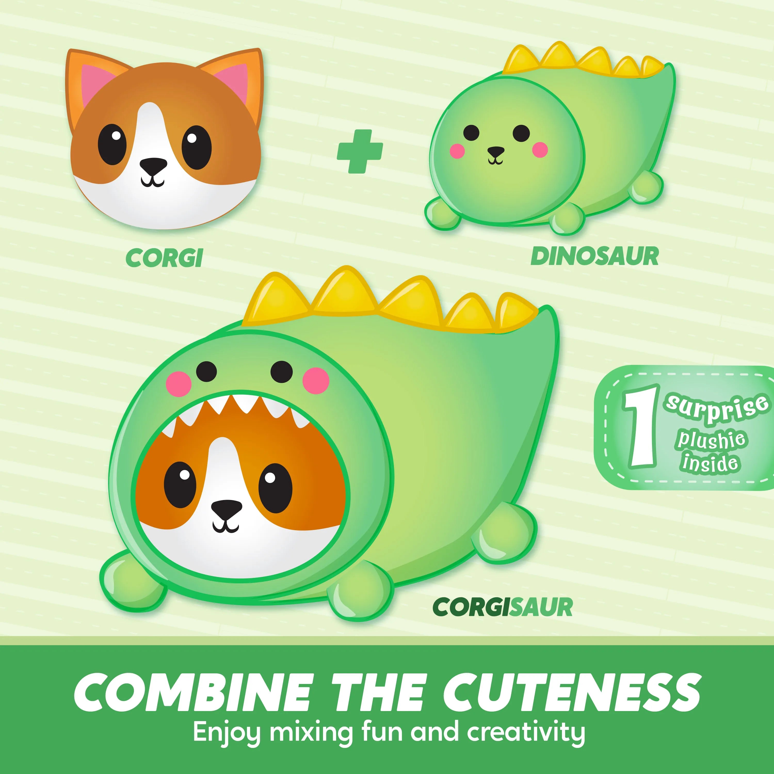 11" Corgisaur Plush Toy - JOYIN Soft Dinosaur Corgi Stuffed Animal Pillow for Kids Adults Birthday Easter Gift