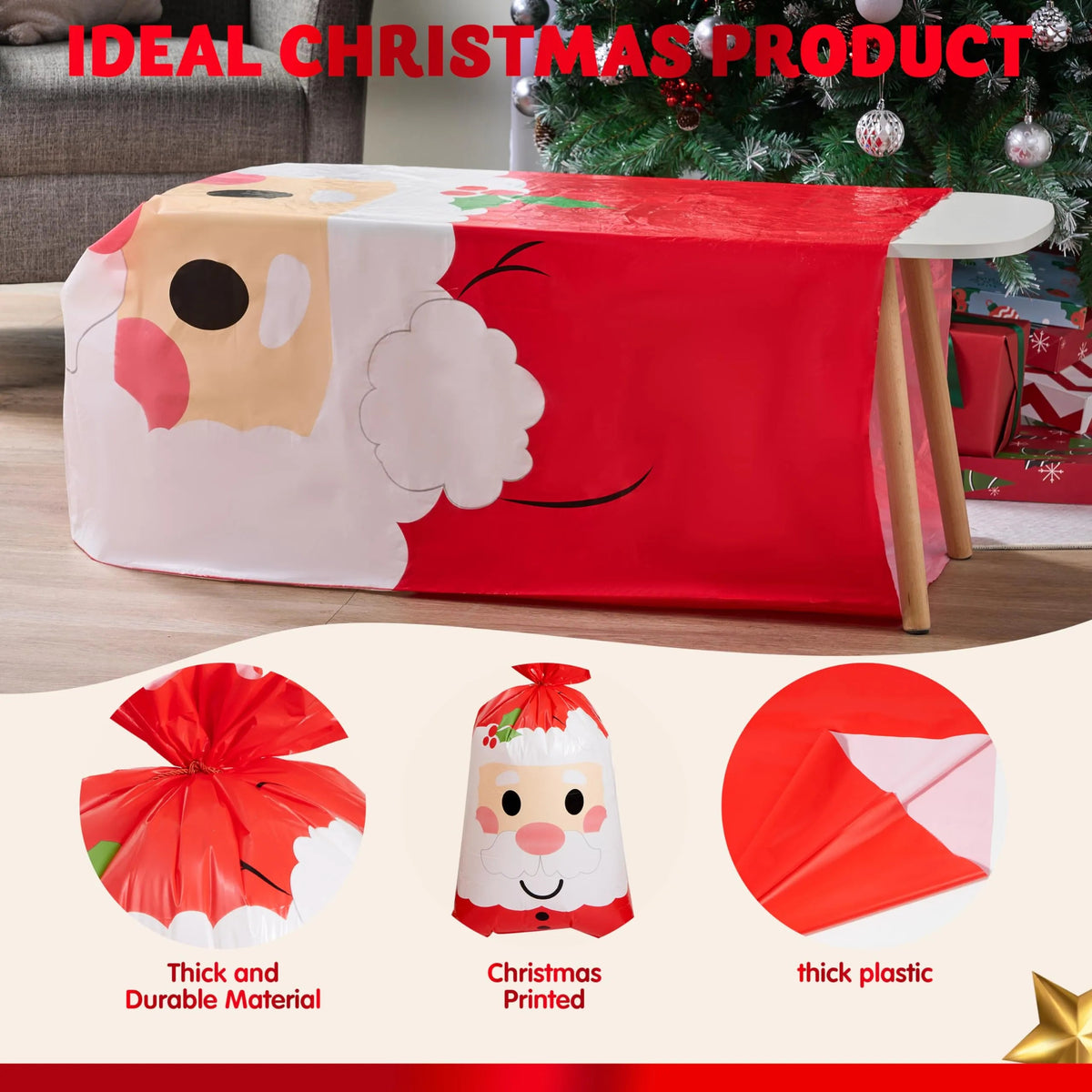 56 x 36 Inch Jumbo Christmas Santa Plastic Gift Wrapping Bag