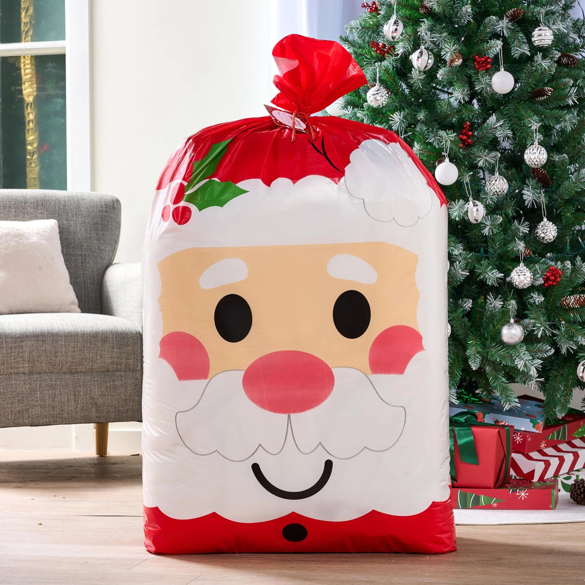 56 x 36 Inch Jumbo Christmas Santa Plastic Gift Wrapping Bag