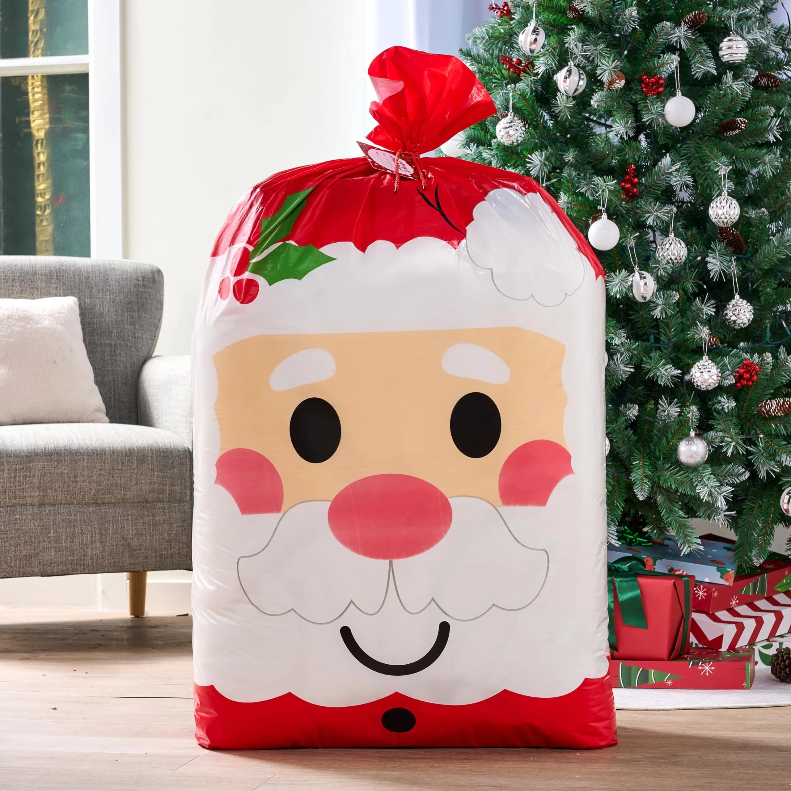 56 x 36 Inch Jumbo Christmas Santa Plastic Gift Wrapping Bag