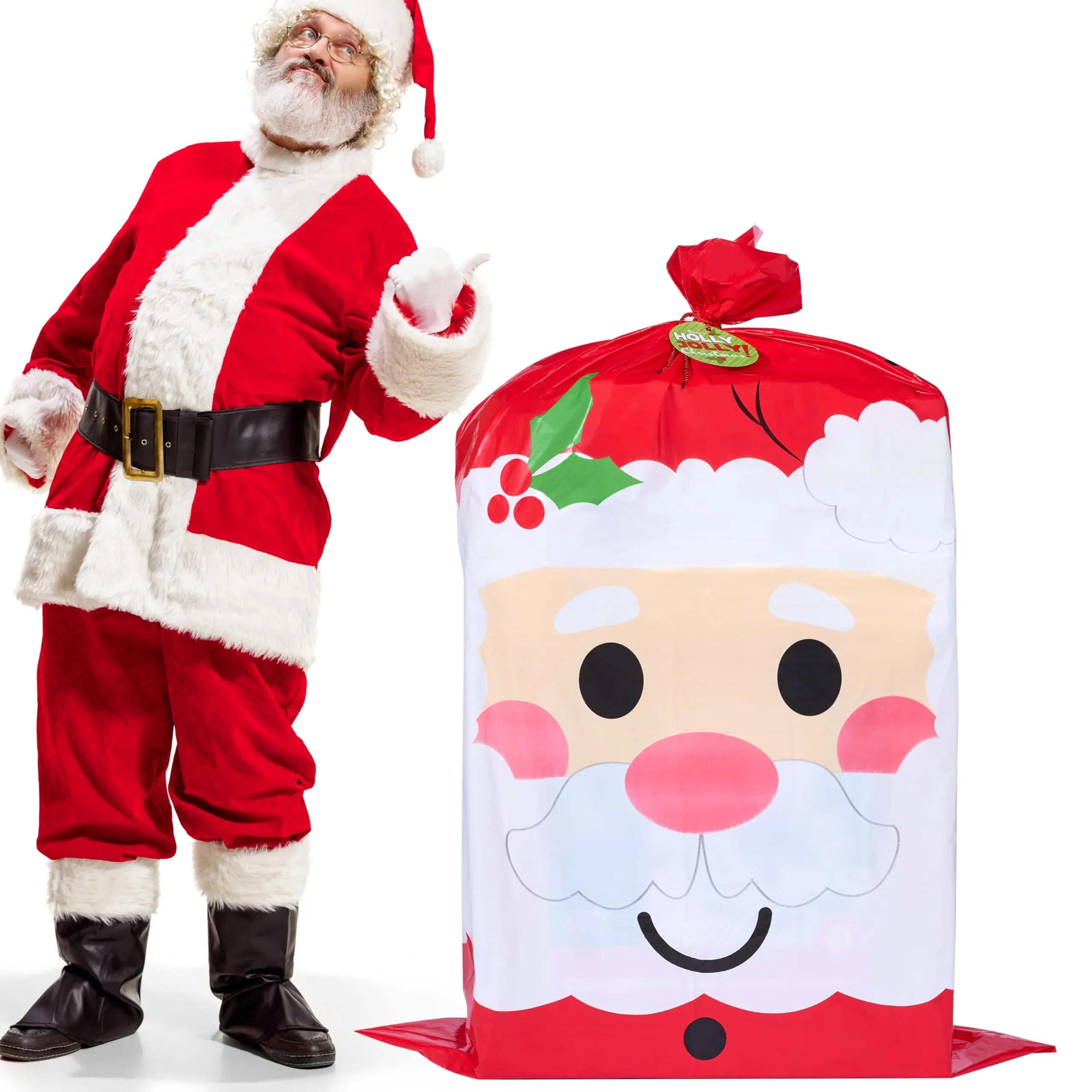 56 x 36 Inch Jumbo Christmas Santa Plastic Gift Wrapping Bag