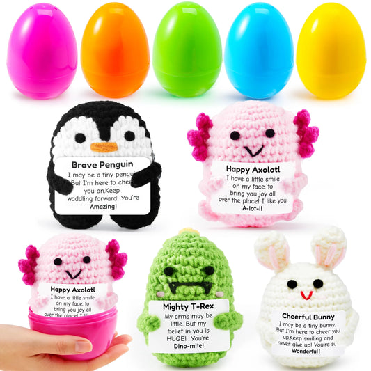 5 Jumbo Prefilled Easter Eggs with Crochet Toys for Egg Hunts, Party Favors & Classroom Prizes