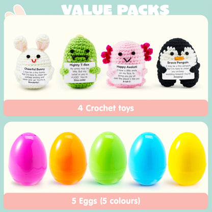 5 Jumbo Prefilled Easter Eggs with Crochet Toys for Egg Hunts, Party Favors & Classroom Prizes