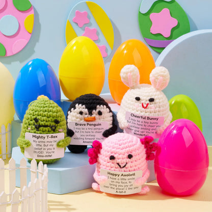 5 Jumbo Prefilled Easter Eggs with Crochet Toys for Egg Hunts, Party Favors & Classroom Prizes