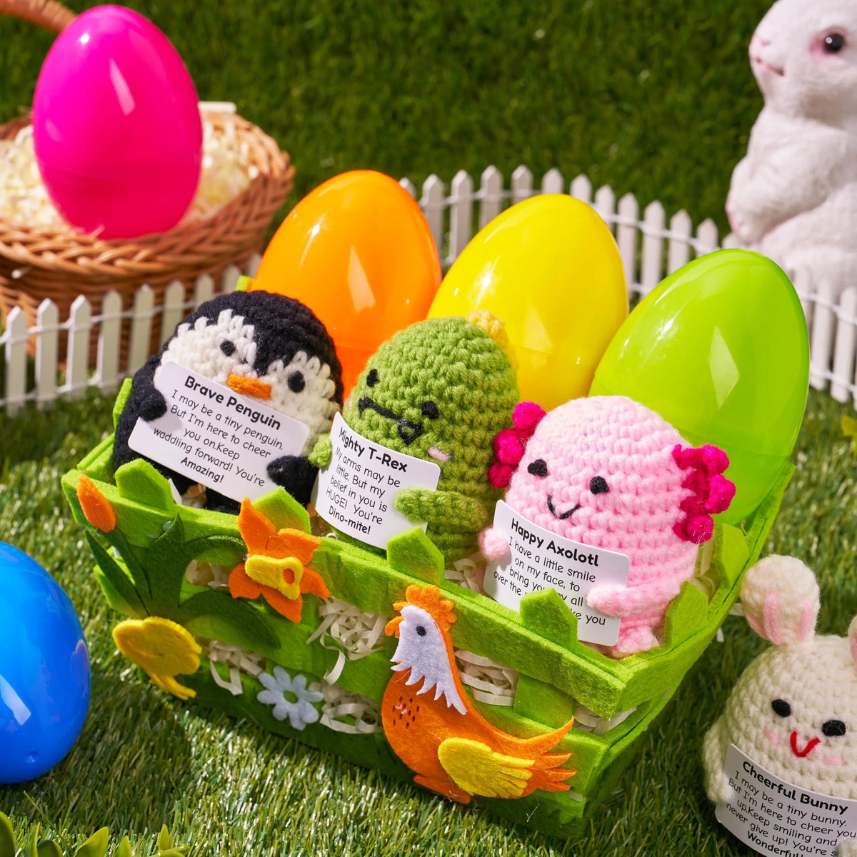 5 Jumbo Prefilled Easter Eggs with Crochet Toys for Egg Hunts, Party Favors & Classroom Prizes