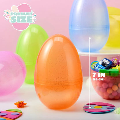 6-Pack 7-Inch Jumbo Plastic Easter Egg Shells for Egg Hunts