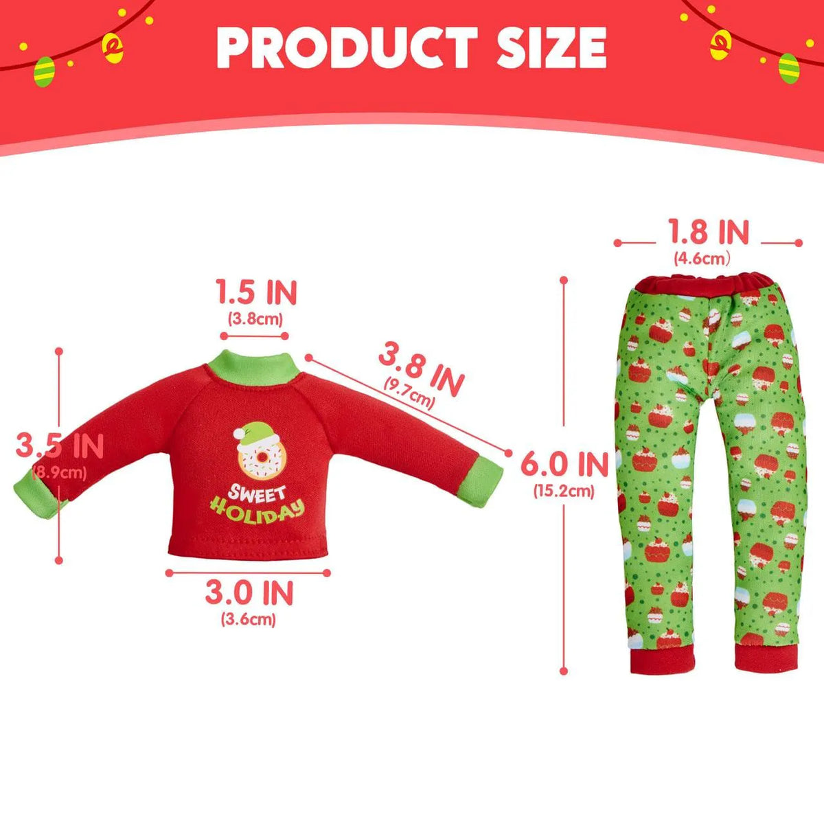 2 Pack Santa Ugly Sweaters for Dolls - Cupcakes and Donuts Themed Naughty Pajamas