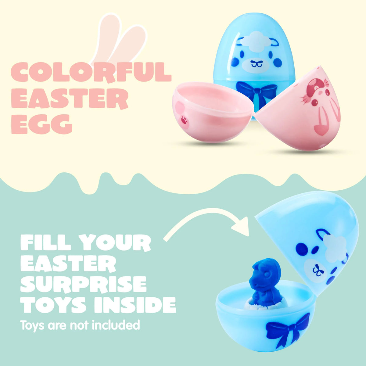 24 Multicolor Plastic Animal Easter Eggs