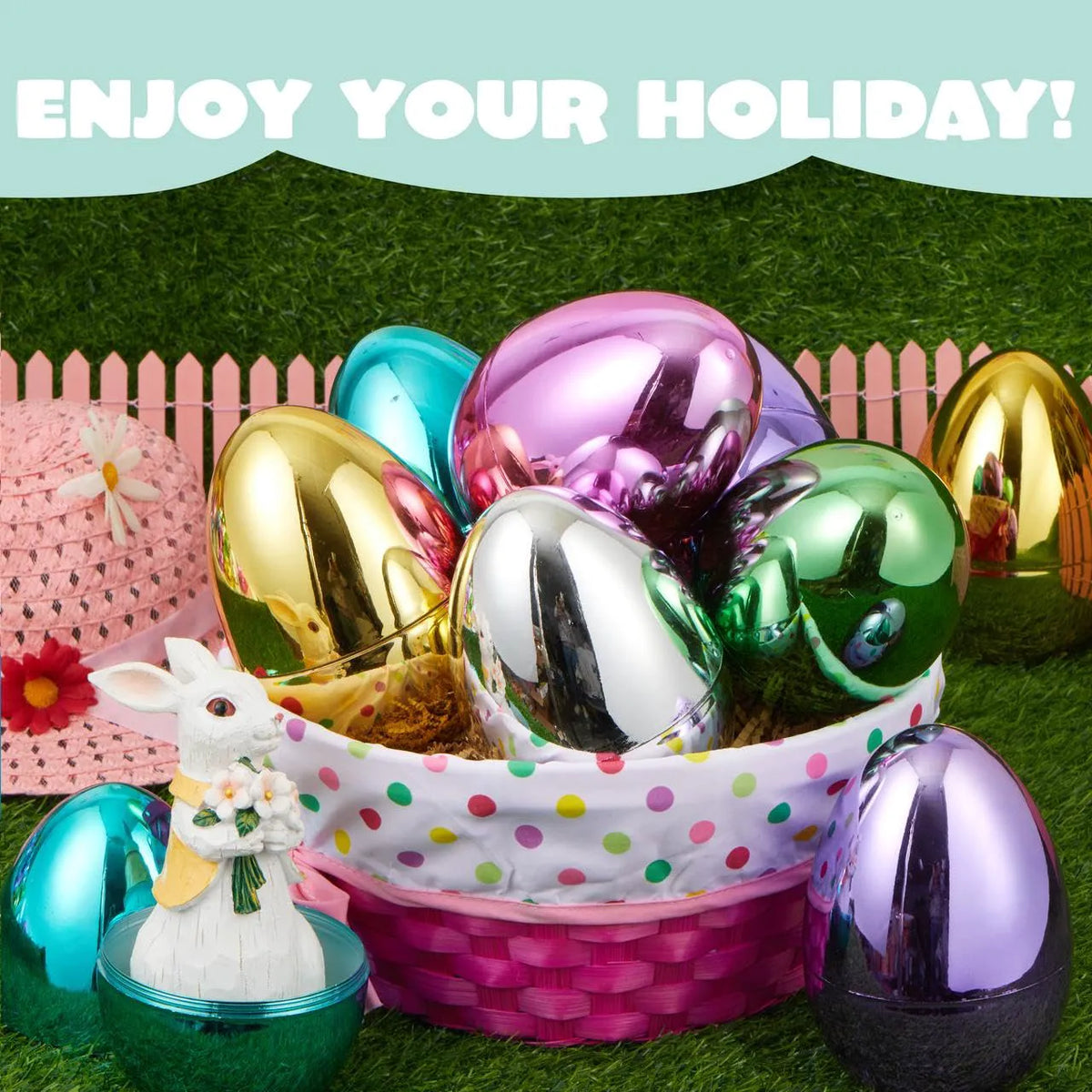 6 Large Metallic Easter Eggs - 6 Inch Colorful Jumbo Plastic Eggs