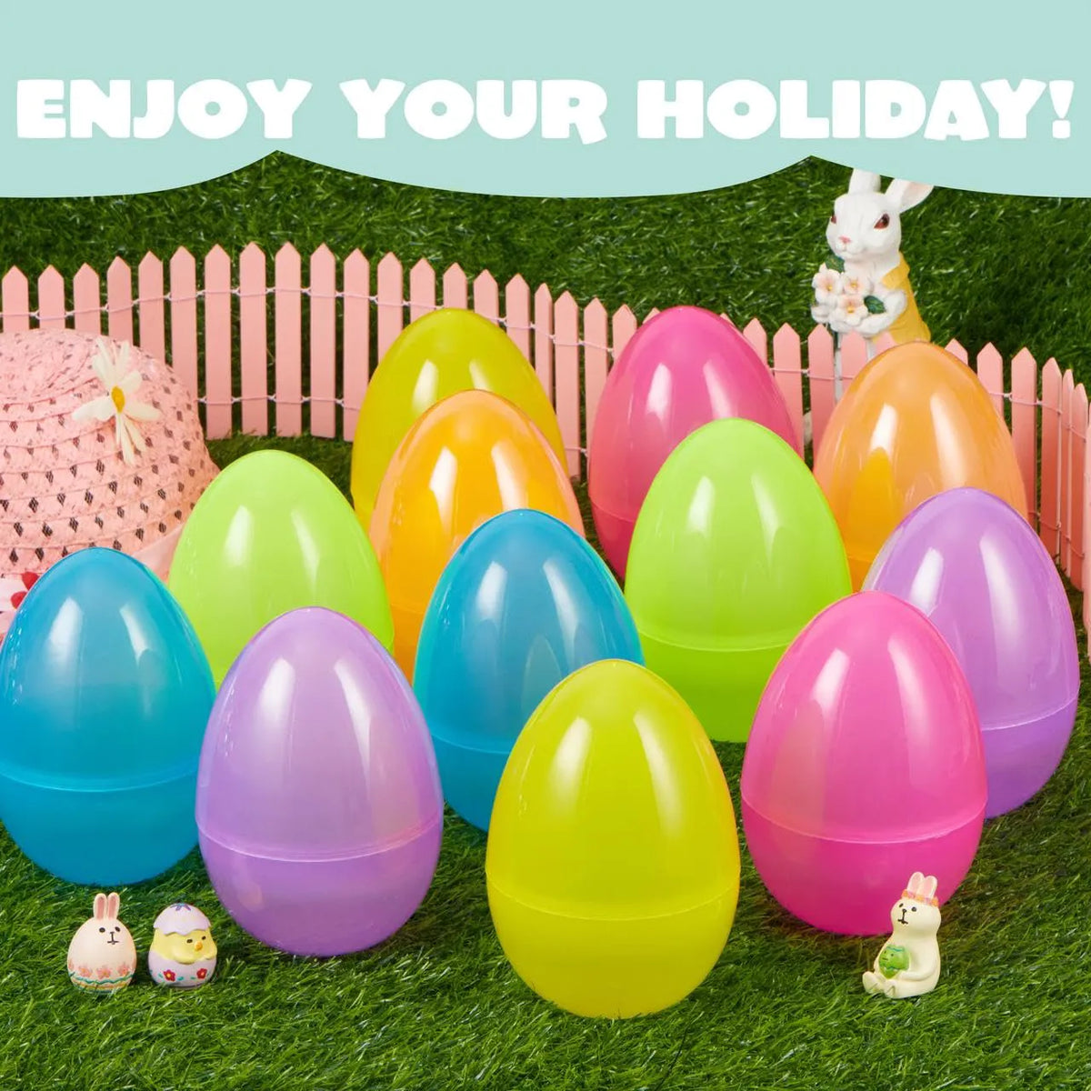 12 Large Clear Easter Eggs, 6-Inch Jumbo Plastic Fillable Eggs
