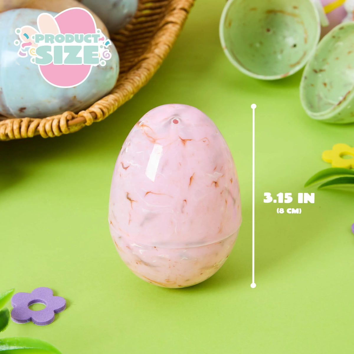 12 Plastic Easter Marble-Printed Fillable Empty Eggs