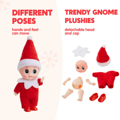2 Pack Christmas Elf Plush Dolls, Red and Pink