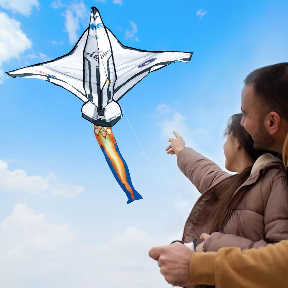 Spaceship Kite: Easy to Fly for Kids & Adults with 262.5 ft String
