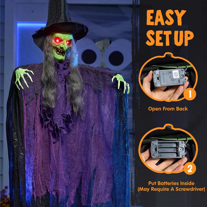 72-Inch Halloween Hanging Witch Decorations for Outdoor Use