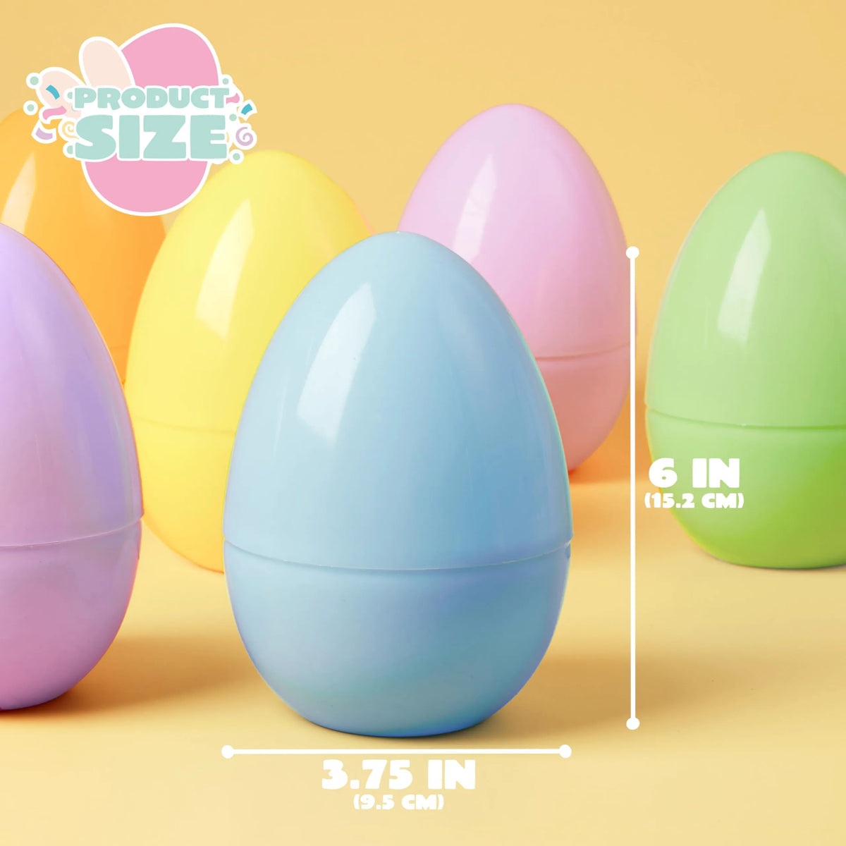 24 Large Pastel Easter Eggs, 6-Inch Plastic Jumbo Fillable Eggs
