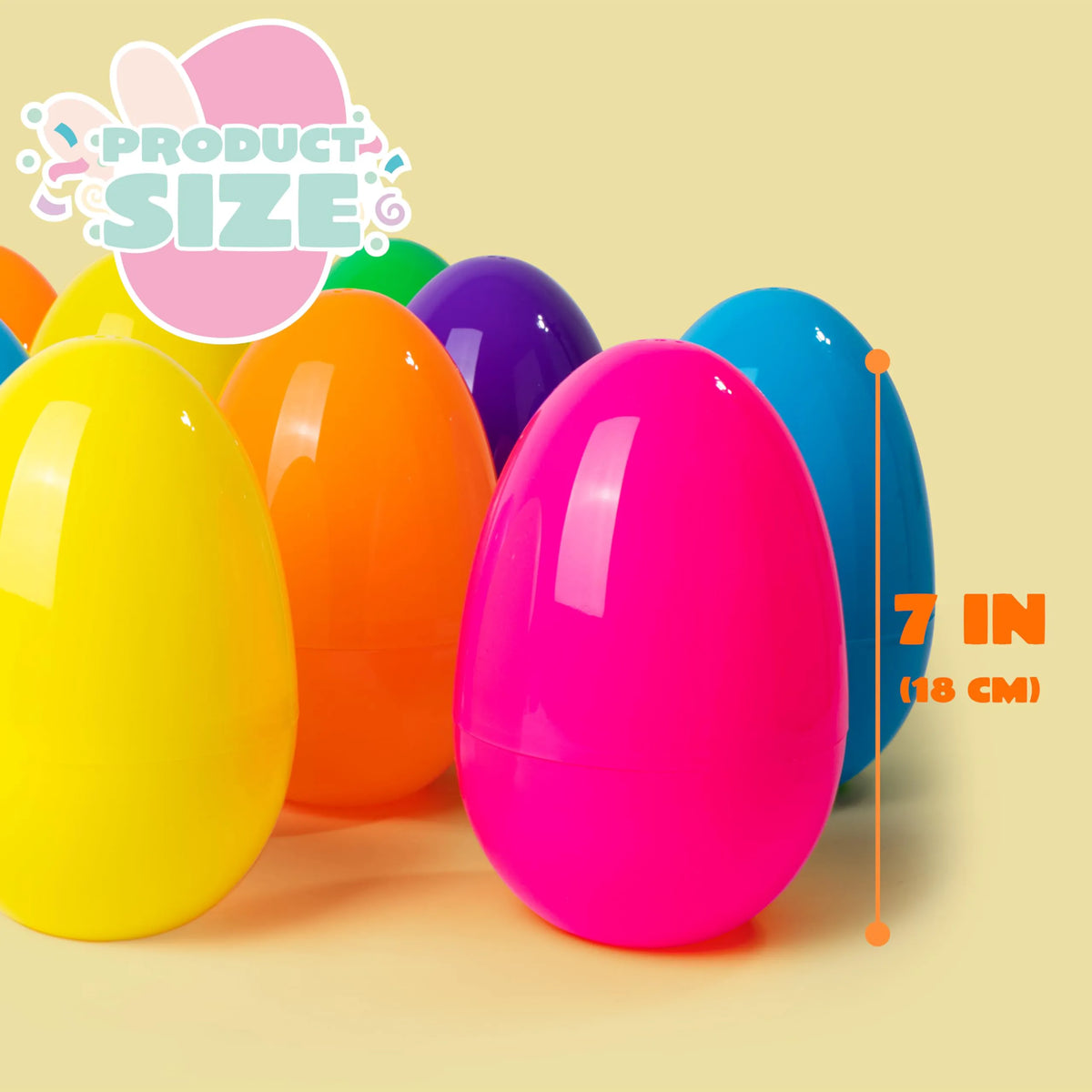 6-Pack 7-Inch Jumbo Colorful Plastic Easter Egg Shells for Egg Hunt