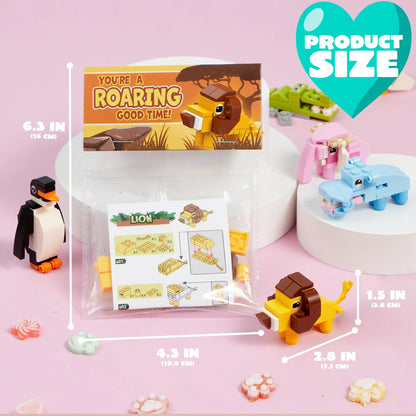 28-Piece Animal Building Blocks Set with Valentine's Day Cards for Kids